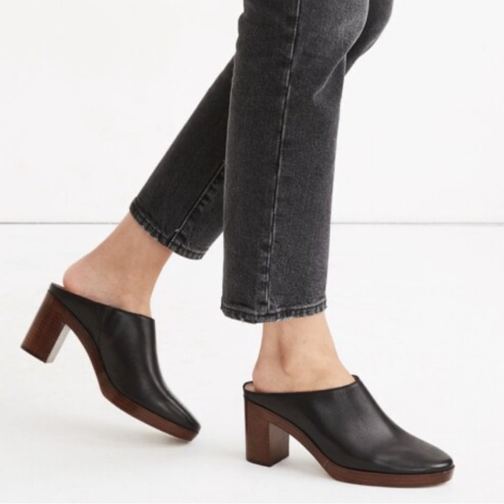 Madewell Daisy platform leather slip on heeled mules